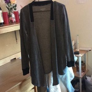 Gray polyester pajama cardigan and pants set